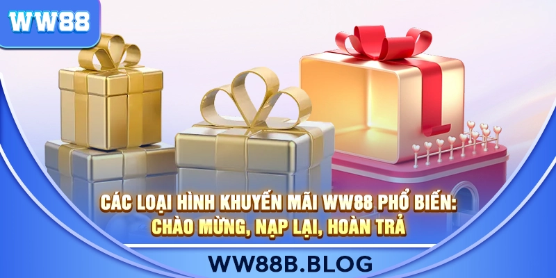 Các Loại Hình Khuyến Mãi WW88 Phổ Biến: Chào Mừng, Nạp Lại, Hoàn Trả