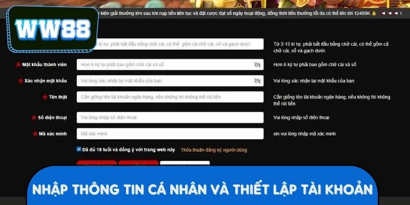 Nhập thông tin cá nhân và thiết lập tài khoản